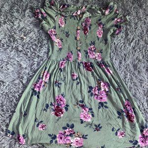 Green flower  dress